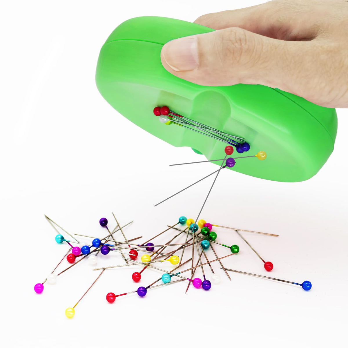 Sizobi Magnetic Pin Holder, 2.8" x 4", 130-Piece, Green (for Sewing, Quilting Pins, Nails, Screws, Hair Pins, Paper Clips)