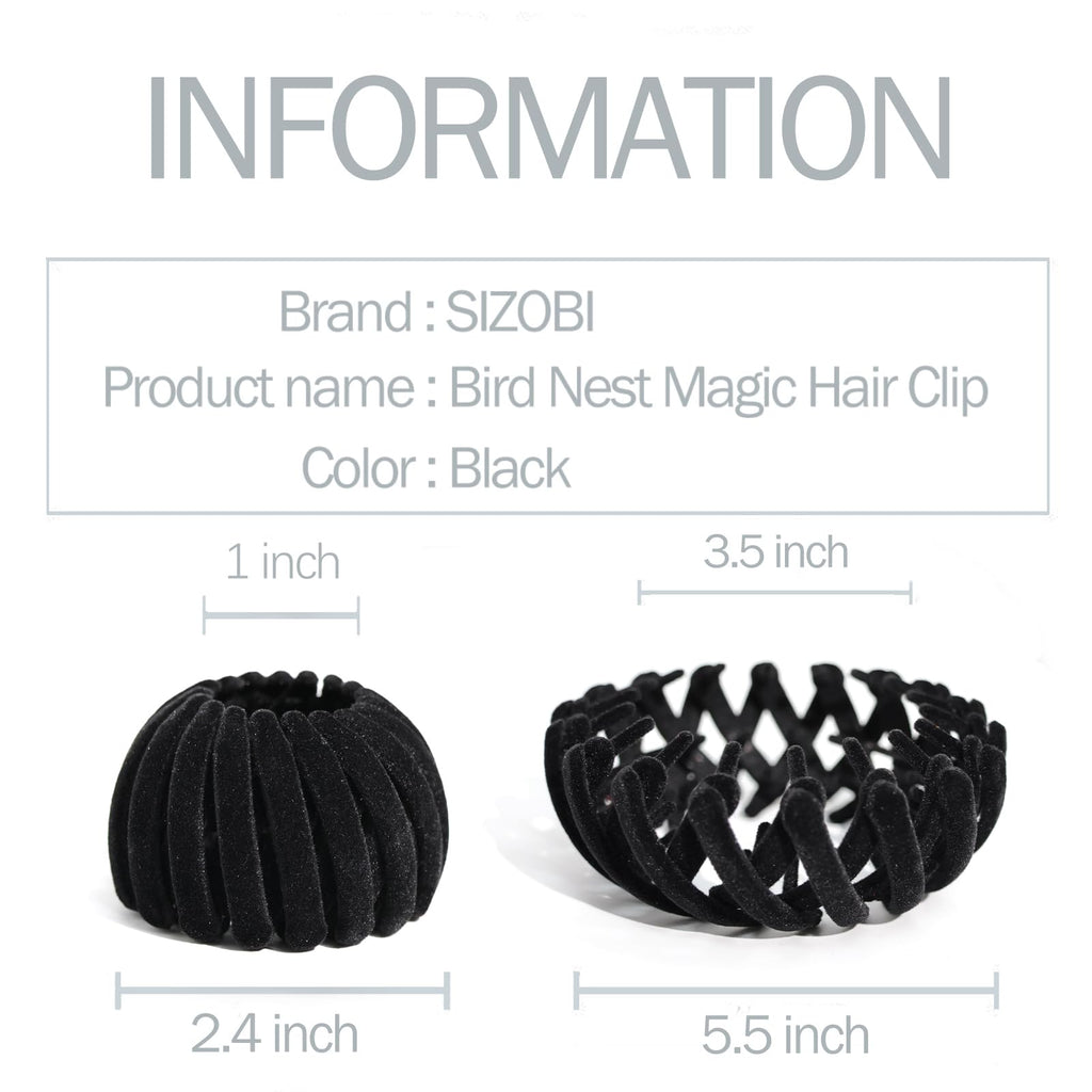 Bird Nest Magic Hair Clip, Hair Bun Maker，4 pcs Black