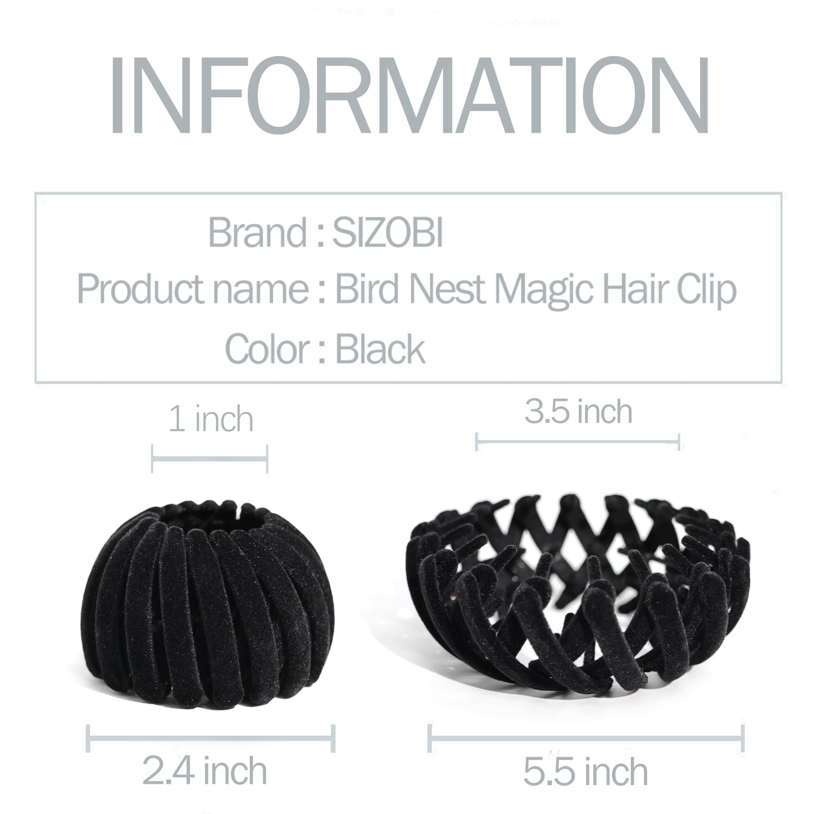 Bird Nest Magic Hair Clip, Hair Bun Maker，4 pcs Black