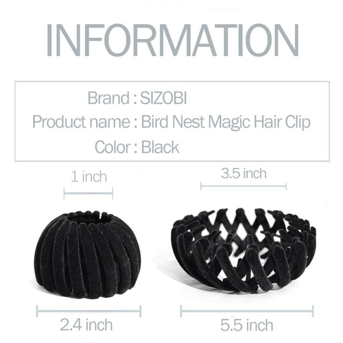 Bird Nest Magic Hair Clip, Hair Bun Maker，4 pcs Black