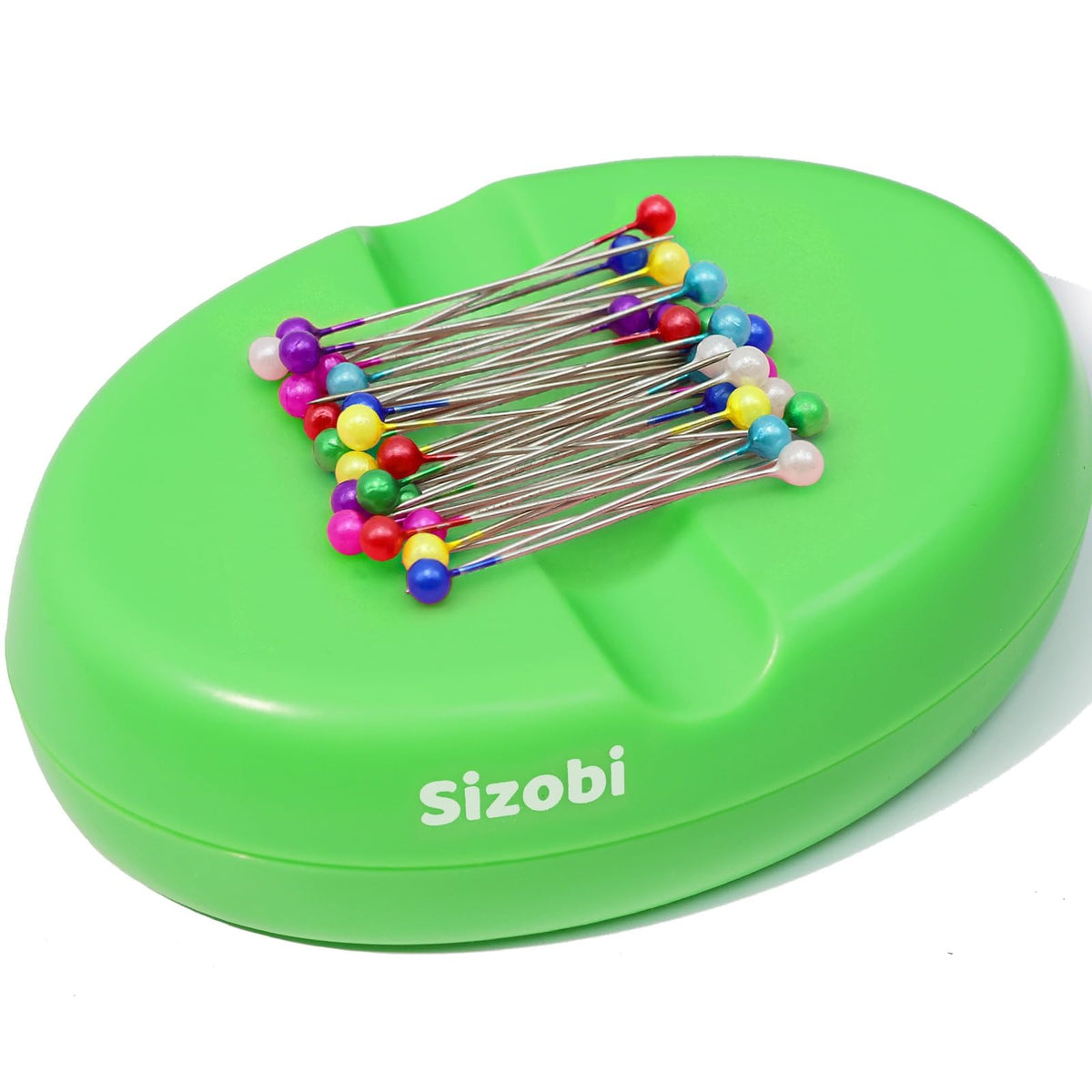 Sizobi Magnetic Pin Holder, 2.8" x 4", 130-Piece, Green (for Sewing, Quilting Pins, Nails, Screws, Hair Pins, Paper Clips)