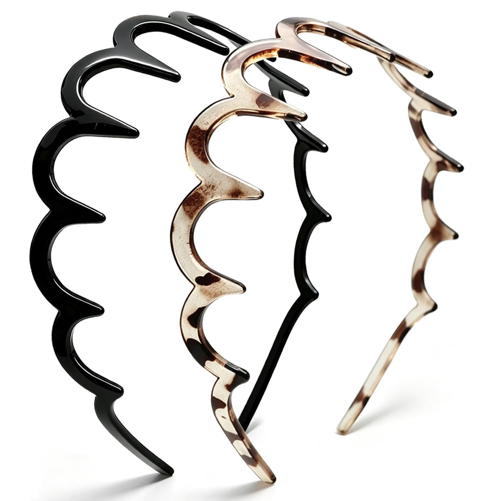 Sizobi Zig Zag Headbands for Women, Non-Slip Comb Wavy Headbands with Teeth