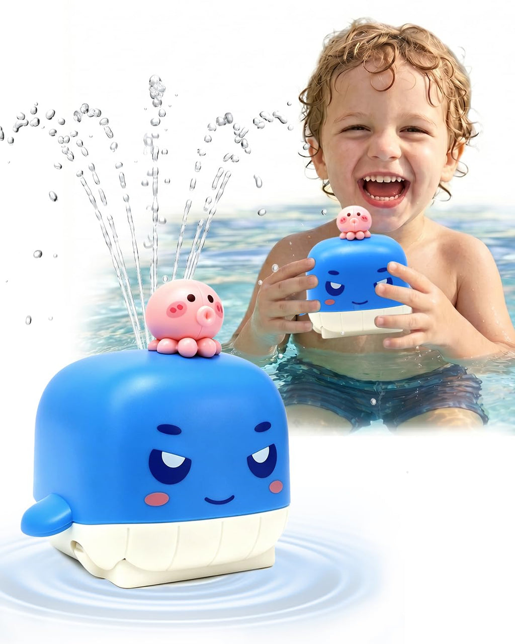 Sizobi Whale Bath Sprinkler for Kids Ages 1-3, Baby Bath Toy for Infants