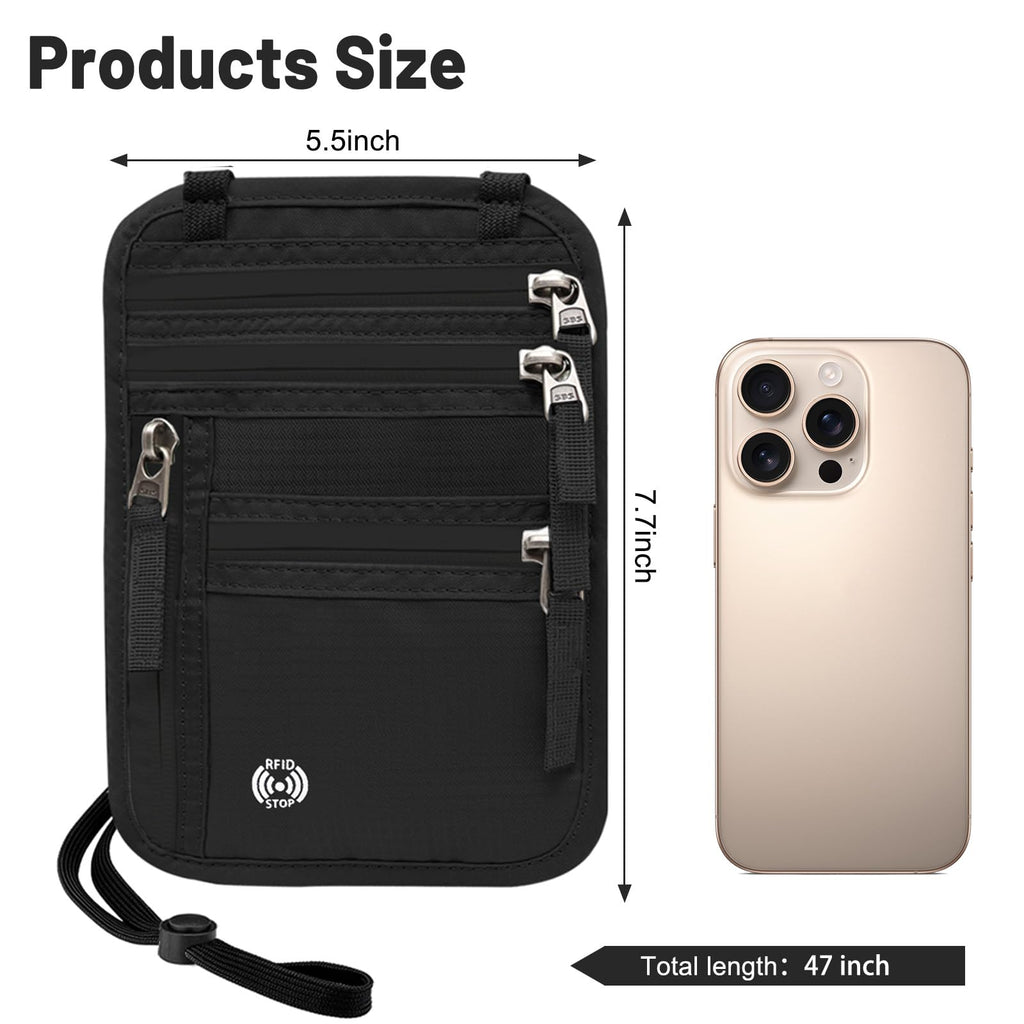 Sizobi Neck Wallet for Traveling Women Men, RFID Blocking Passport Holder