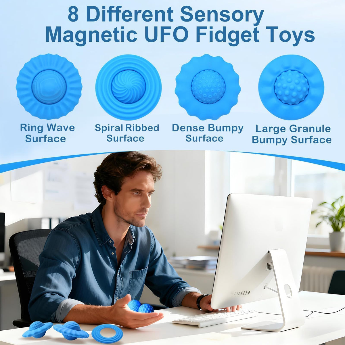 Sizobi Magnetic Fidget Balls Silicone Fidget Toys for Adults & Teens, 4PCS