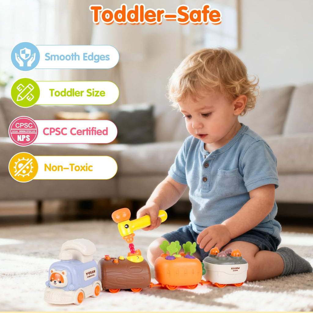 Press to Go Train Toys for Toddlers 2-4, Learning Sorting Montessori Toys