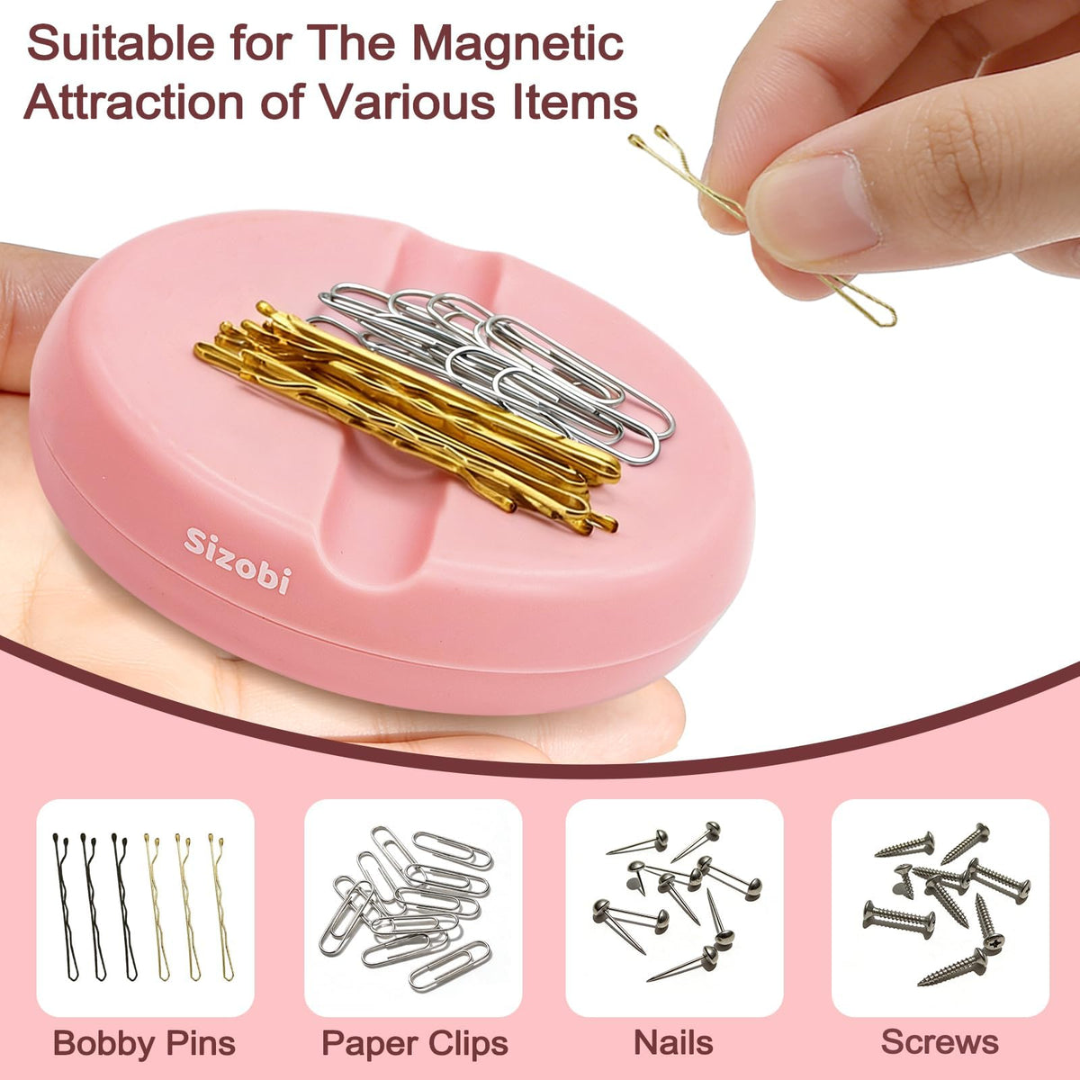 Sizobi Magnetic Bobby Pin Holder,Magnetic Pin Cushions for Sewing