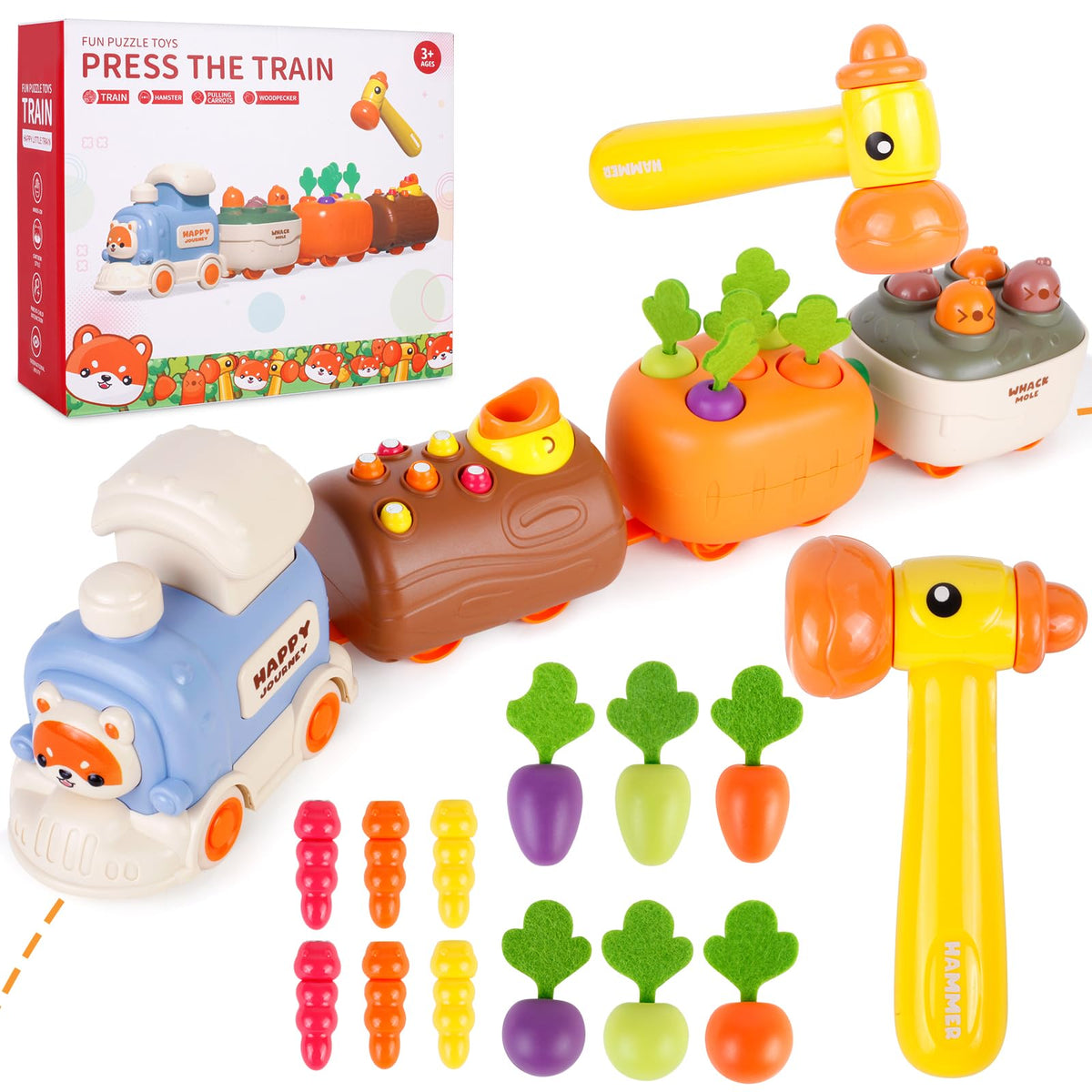 Press to Go Train Toys for Toddlers 2-4, Learning Sorting Montessori Toys