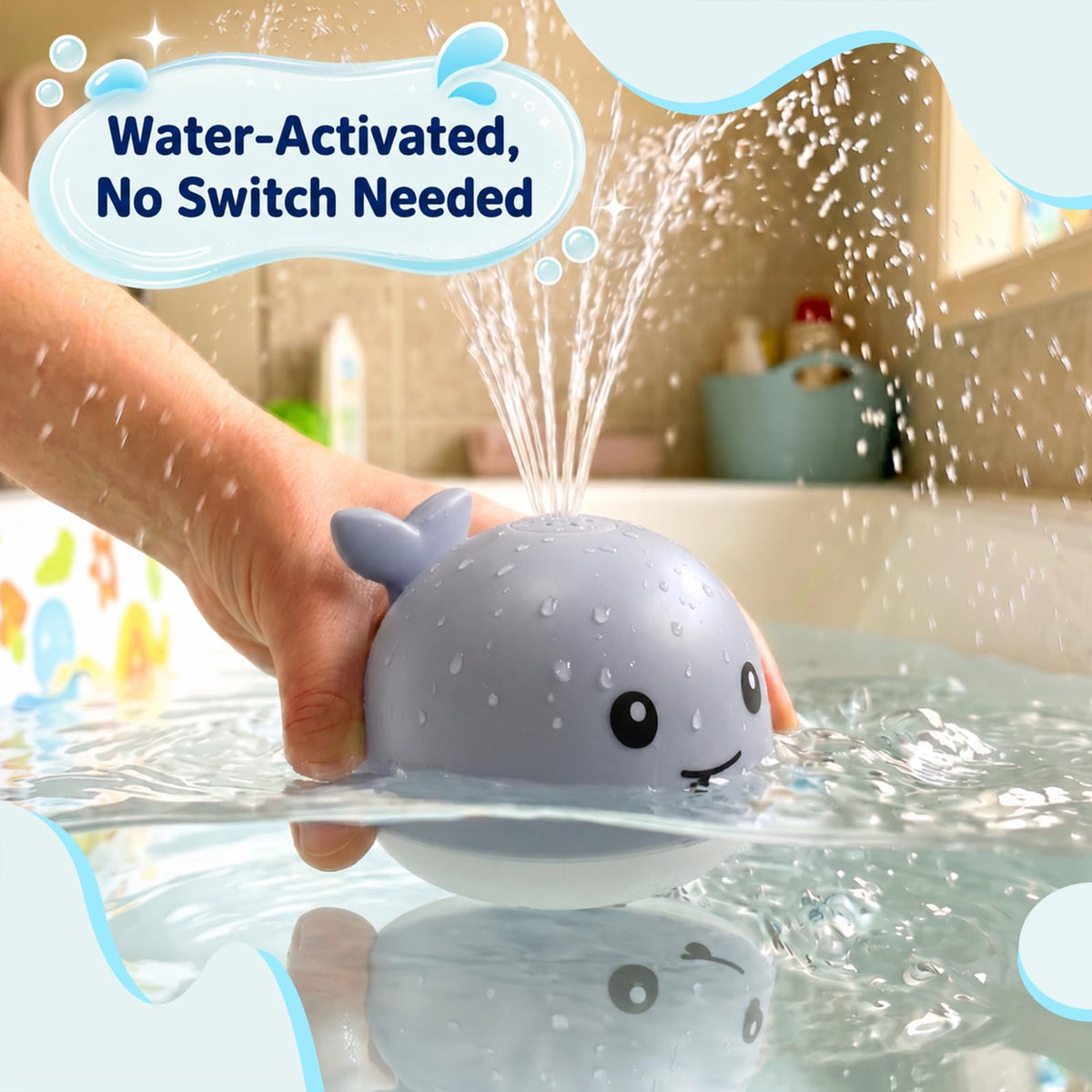 Sizobi Whale Bath Toy Sprinkler, Light up Baby Bath Toys for Kids Ages 1-3