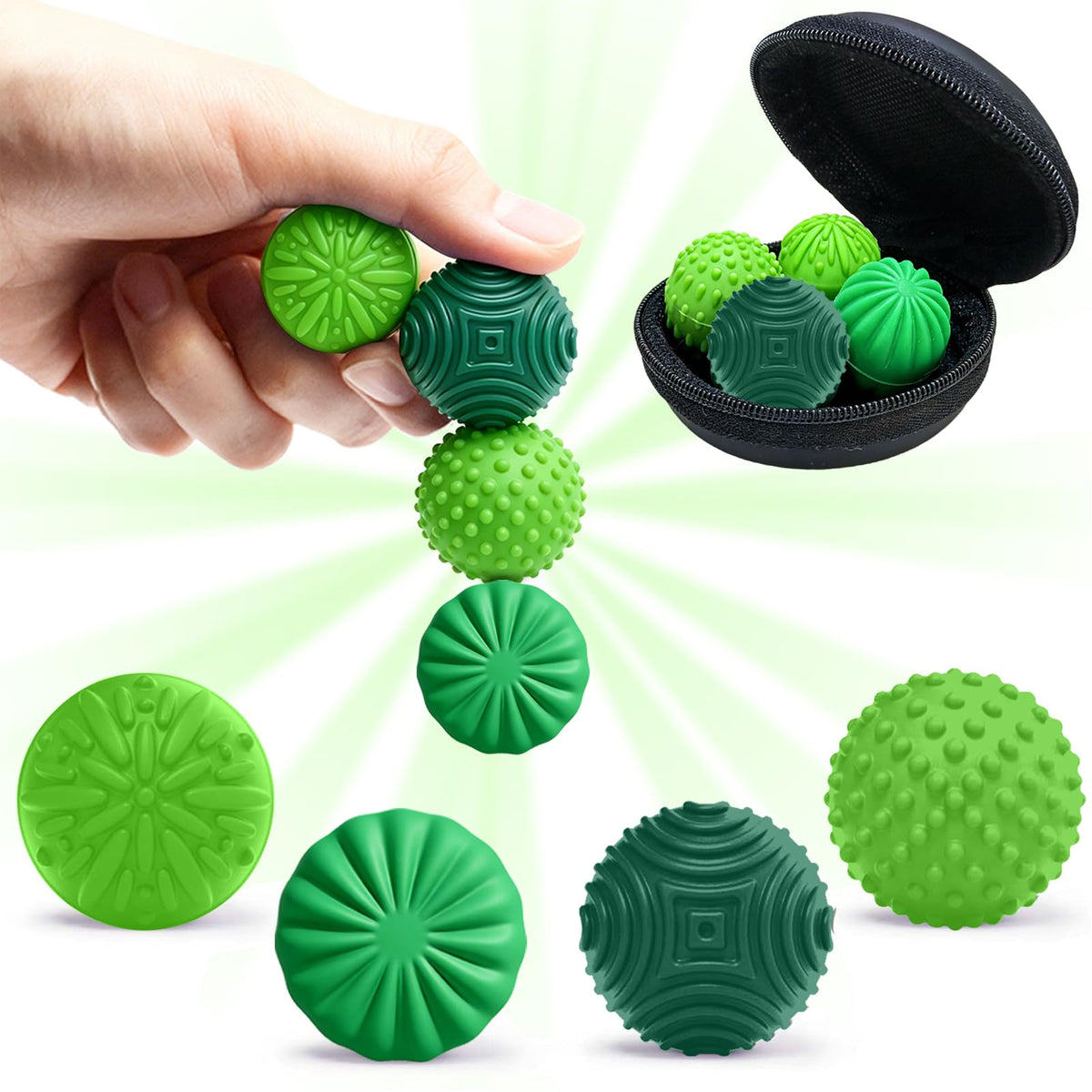 Sizobi Magnetic Fidget Balls Silicone Fidget Toys for Adults & Teens, 4PCS Stress Relief Sensory Toys for Autism ADHD Anxiety, Quiet Office Desk Stress Toys, Stocking Stuffers for Women Men Teen Gift
