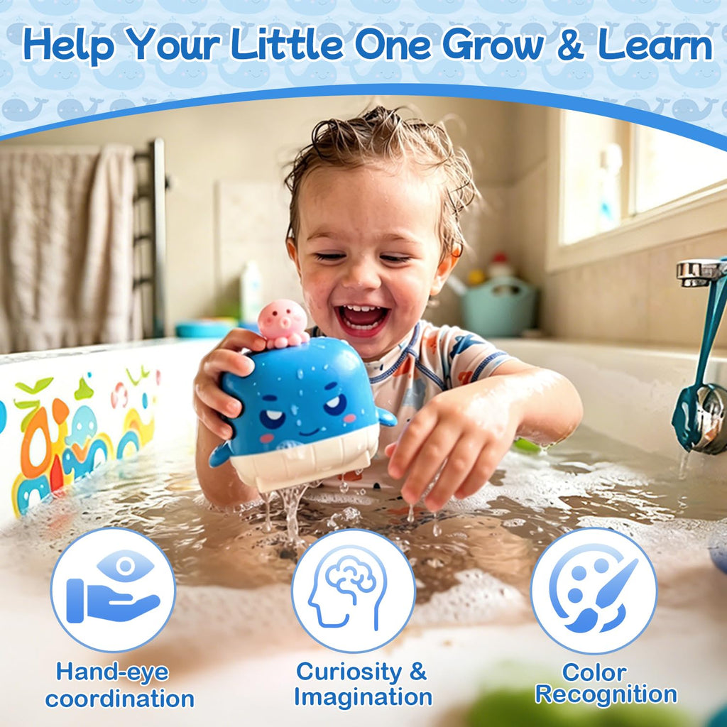 Sizobi Whale Bath Sprinkler for Kids Ages 1-3, Baby Bath Toy for Infants