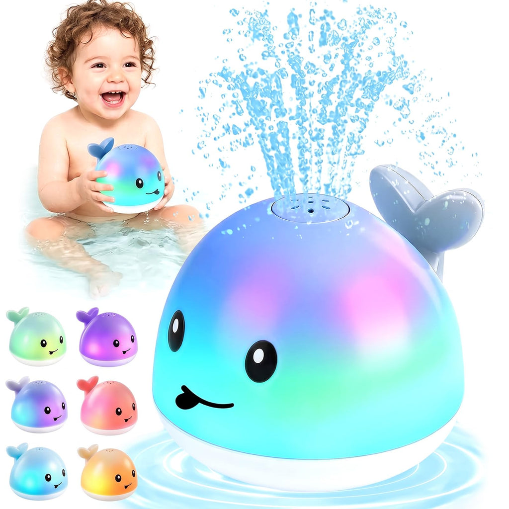 Sizobi Whale Bath Toy Sprinkler, Light up Baby Bath Toys for Kids Ages 1-3