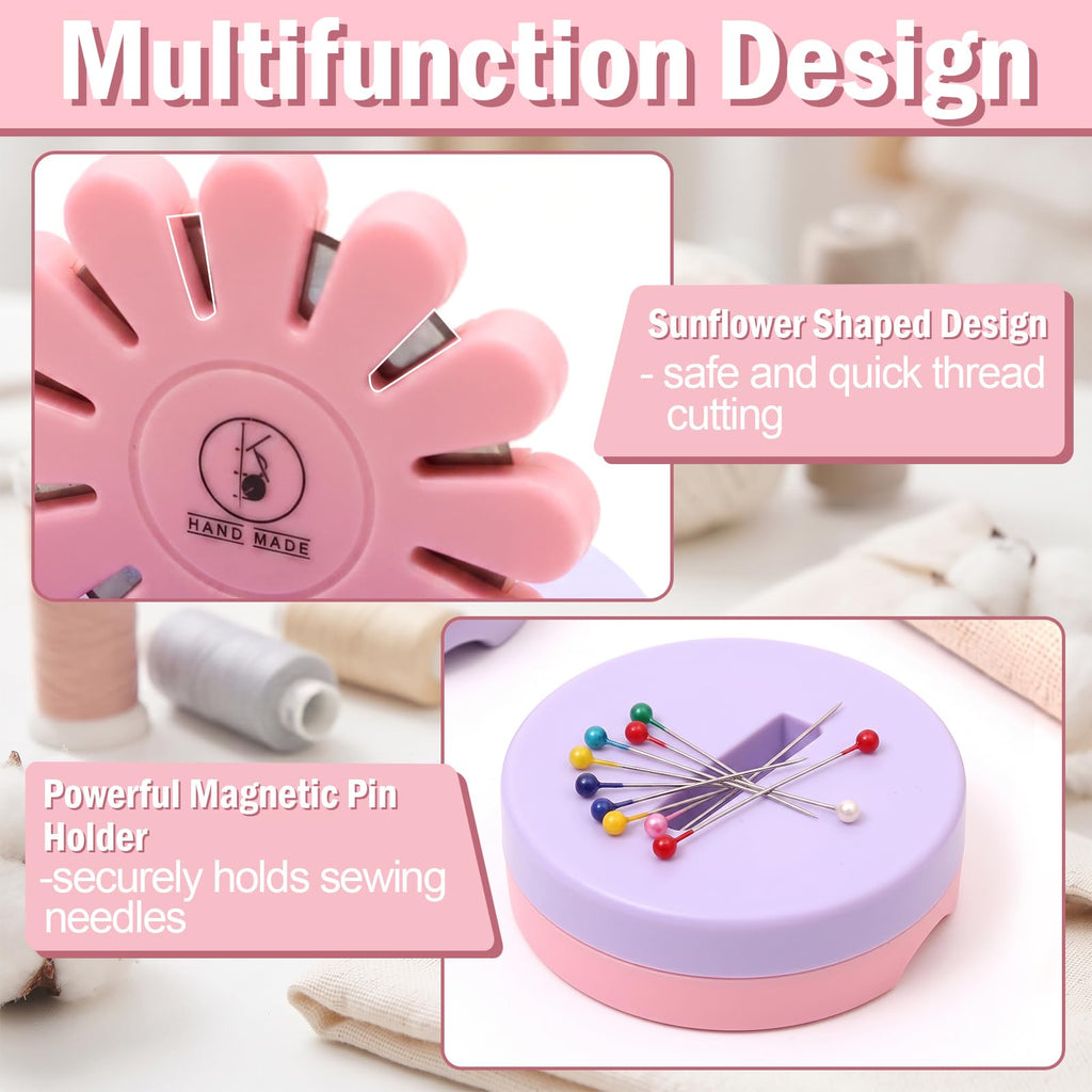 Sizobi Pink Magnetic Pin Holder with Thread Cutter, Blade Saver