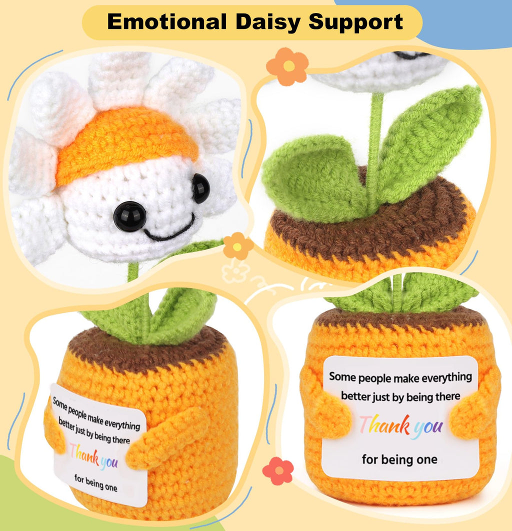 Sizobi Valentines Galentines Day Gifts for Women - Thank You Gifts Positive Daisy Emotional Support Crochet - Birthday Appreciation Easter Friendship Gifts for Best Friend Teacher Coworker Boss Nurse