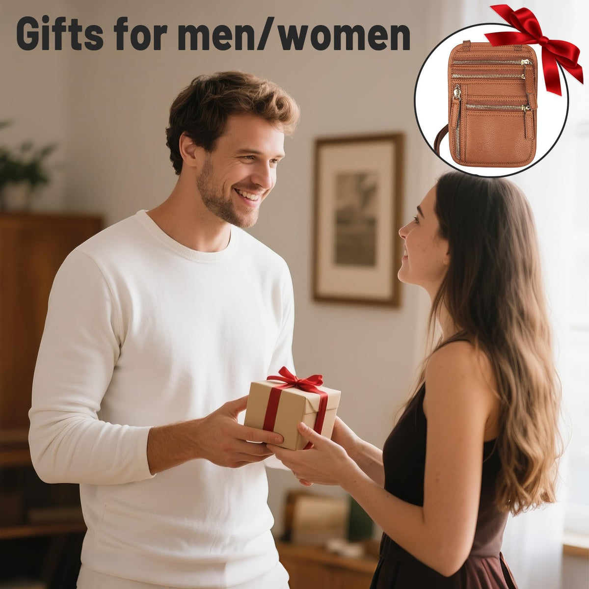 Neck Wallet for Traveling Women Men, RFID Blocking Leather Travel Pouch