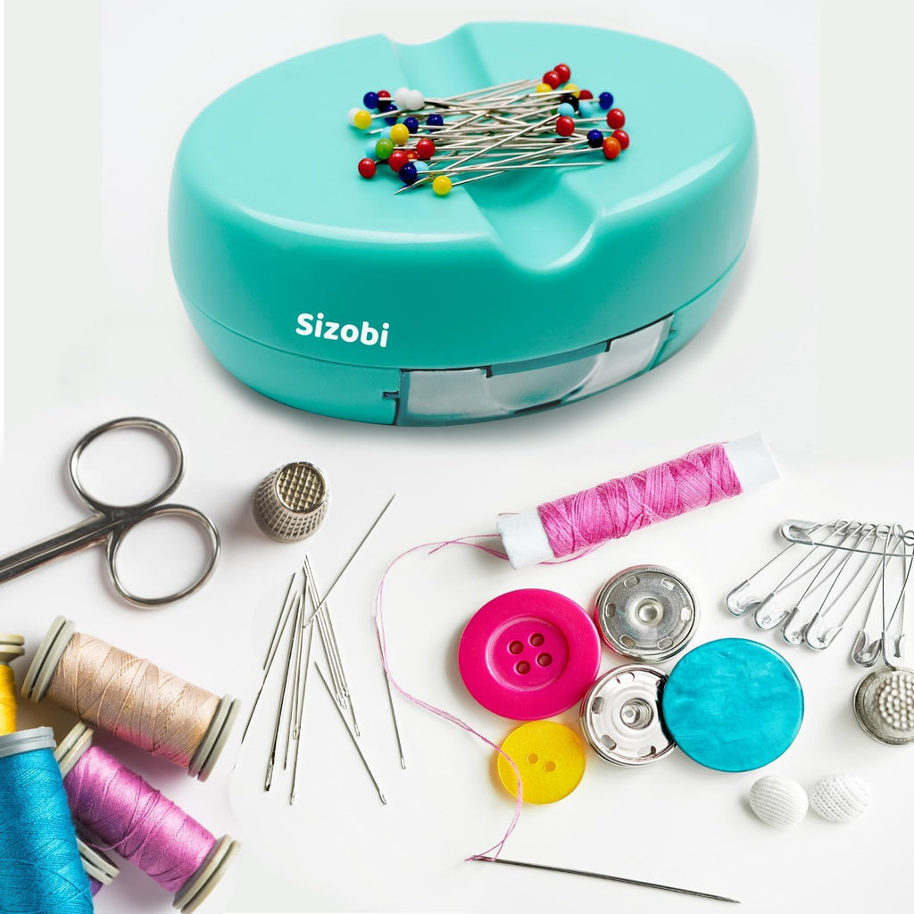 Sizobi Magnetic Pin Holder with 100 Pcs Pins, Sewing Supplies Organizer