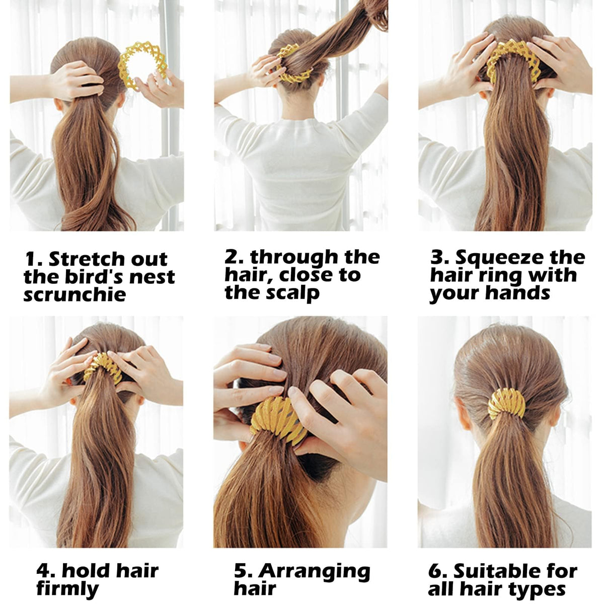 4pcs Ponytail Holder, Bird Nest Magic Hair Clip, Hair Accessories for Women