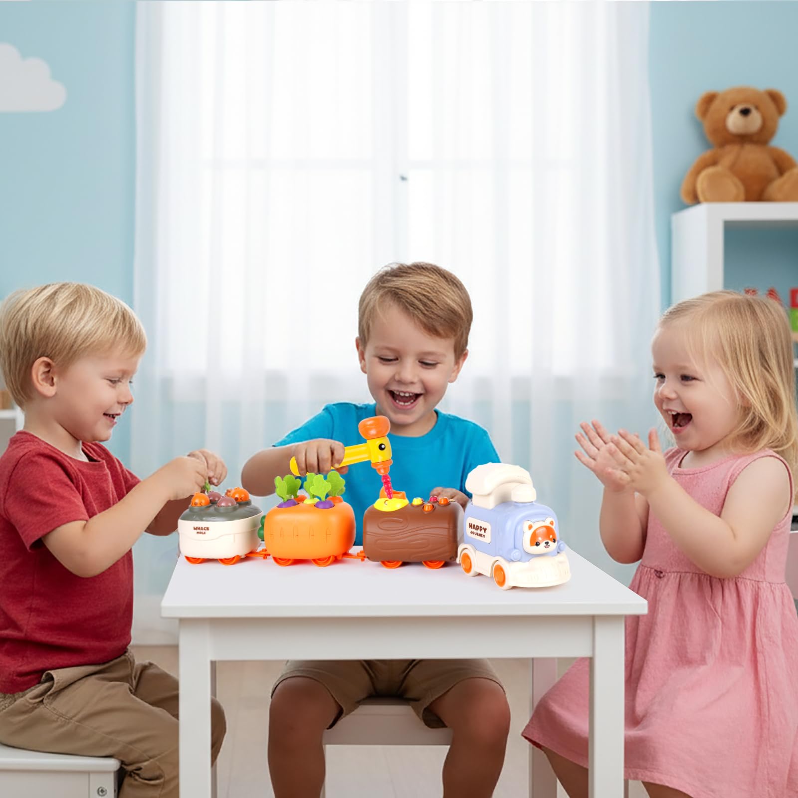 Press to Go Train Toys for Toddlers 2-4, Learning Sorting Montessori Toys