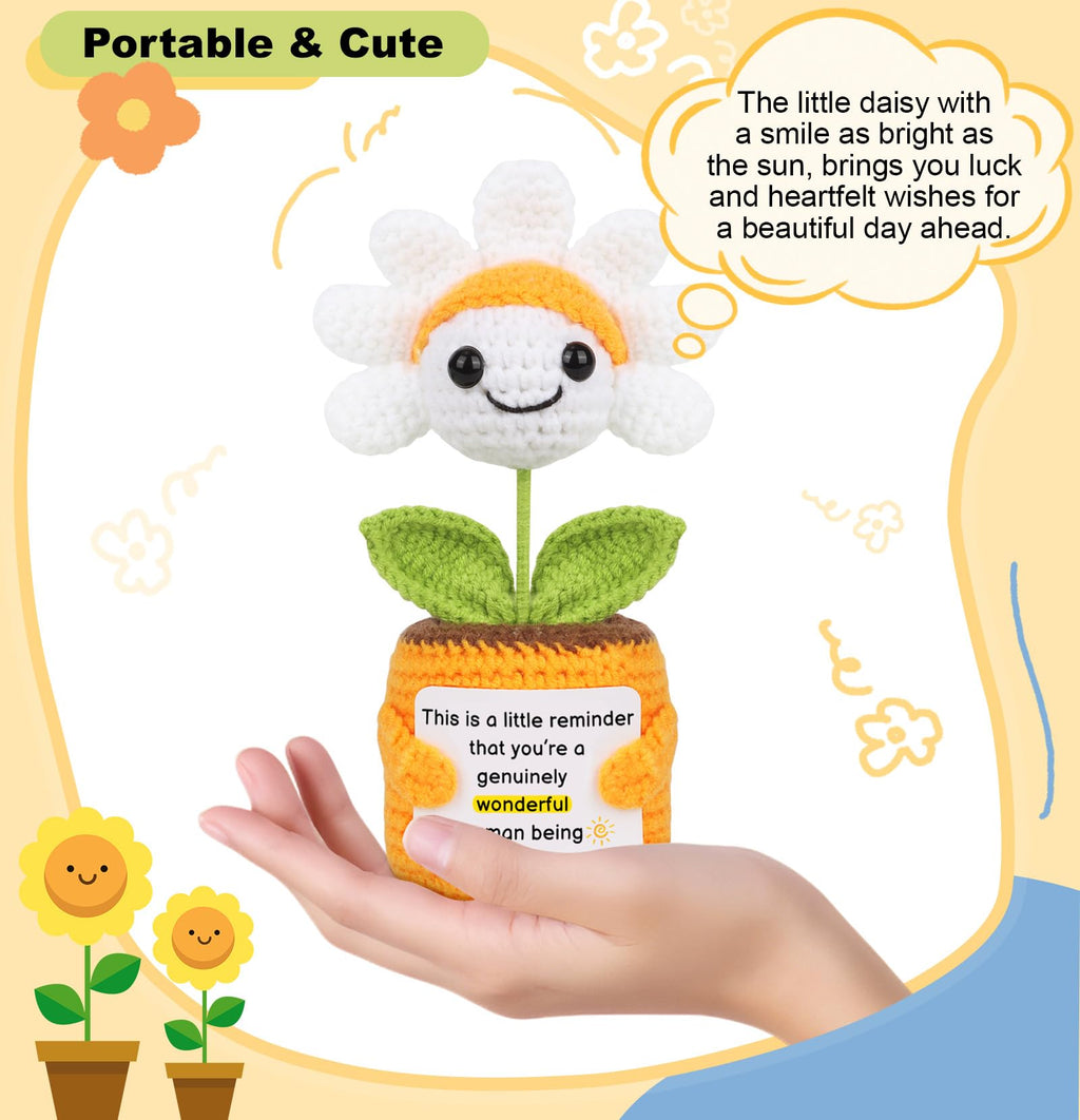 Sizobi Positive Crochet Coworkers Gifts, Handmade Emotional Support Flowers