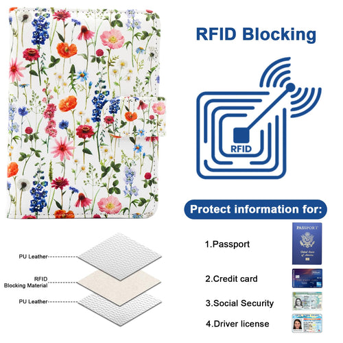Passport Holder for Travel, RFID Passport Cover Wallet for Women Men, Leather Passport Book Card Holder Case for International Travel Must Haves Accessories, Cruise Ship Essentials Gifts