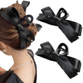 Sizobi 2Pcs Women's Hair Accessories: Large Claw Clips with Glossy and Matte Silky Satin Bows for Thin, Thick, or Curly Hair