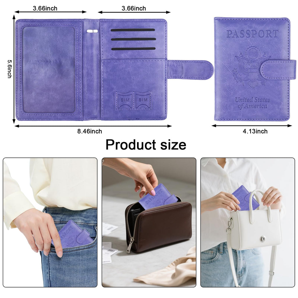 Sizobi Passport Holder for Travel, RFID Passport Cover Wallet for Women Men