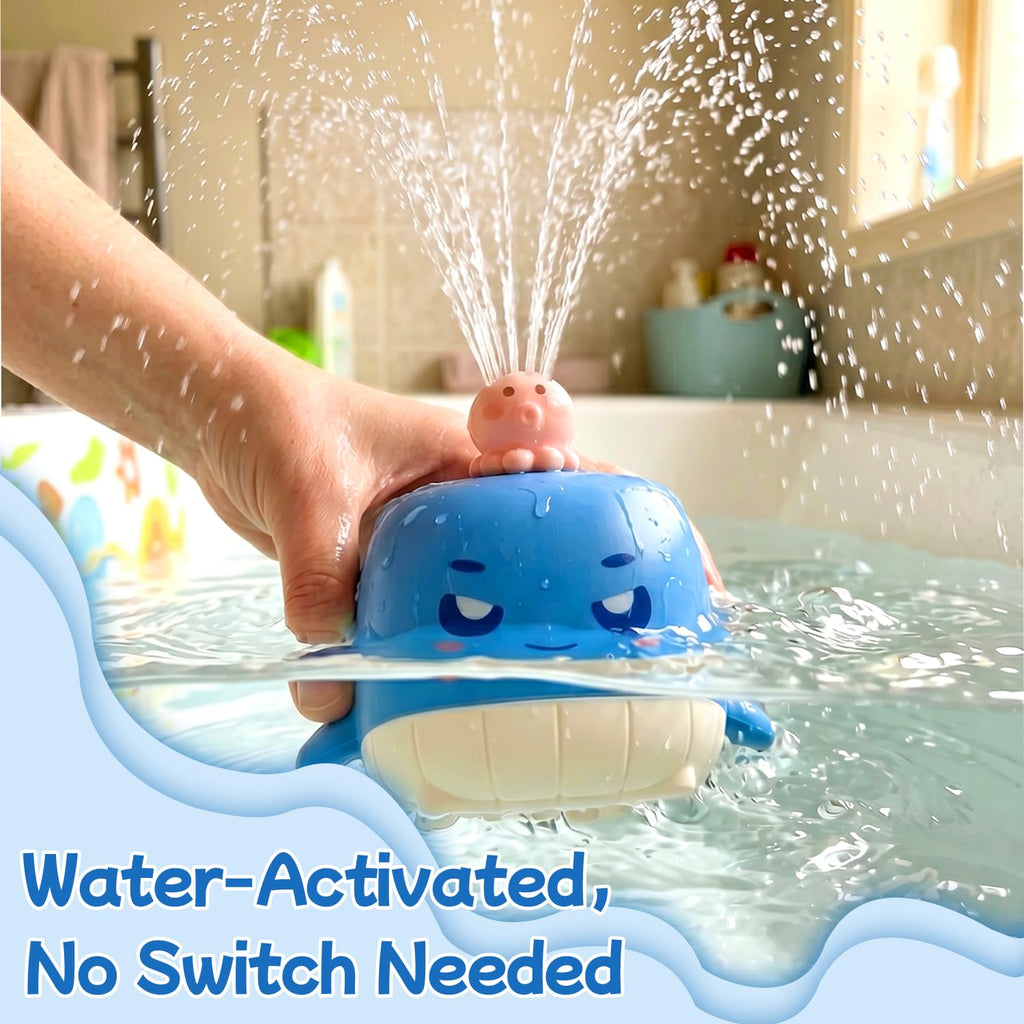 Sizobi Whale Bath Sprinkler for Kids Ages 1-3, Baby Bath Toy for Infants
