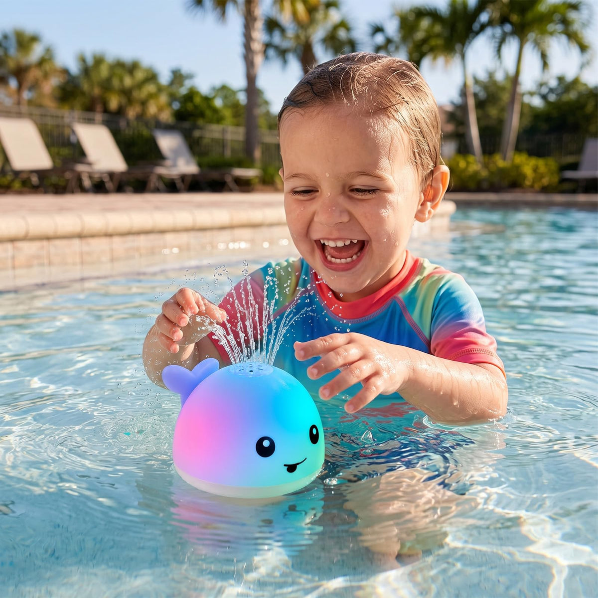 Sizobi Whale Bath Toy Sprinkler, Light up Baby Bath Toys for Kids Ages 1-3