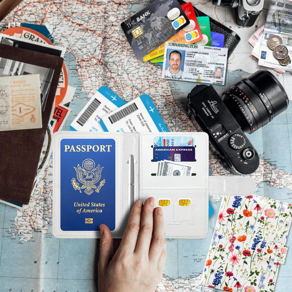 Passport Holder for Travel, RFID Passport Cover Wallet for Women Men, Leather Passport Book Card Holder Case for International Travel Must Haves Accessories, Cruise Ship Essentials Gifts