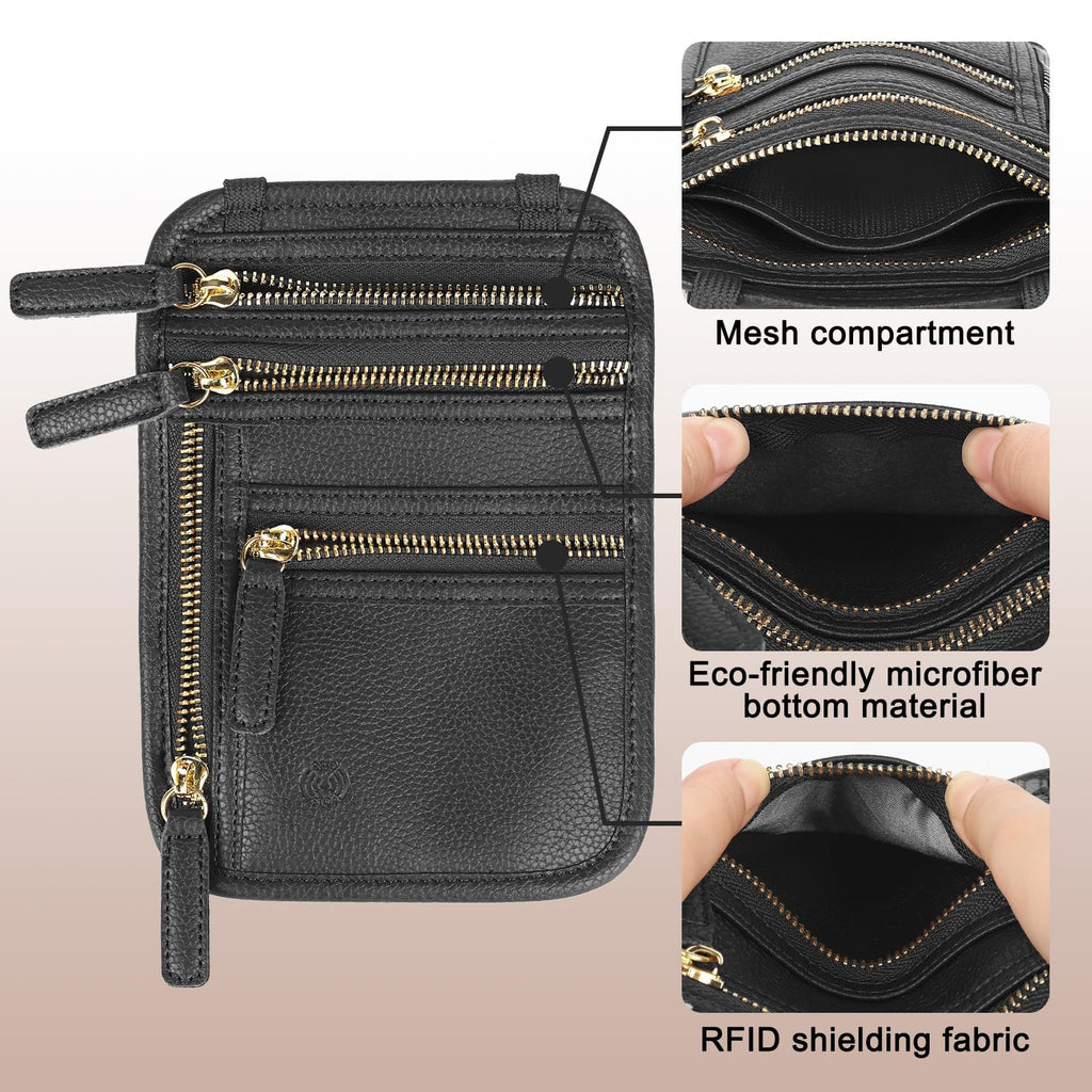 Neck Wallet for Traveling Women Men, RFID Blocking Leather Travel Pouch
