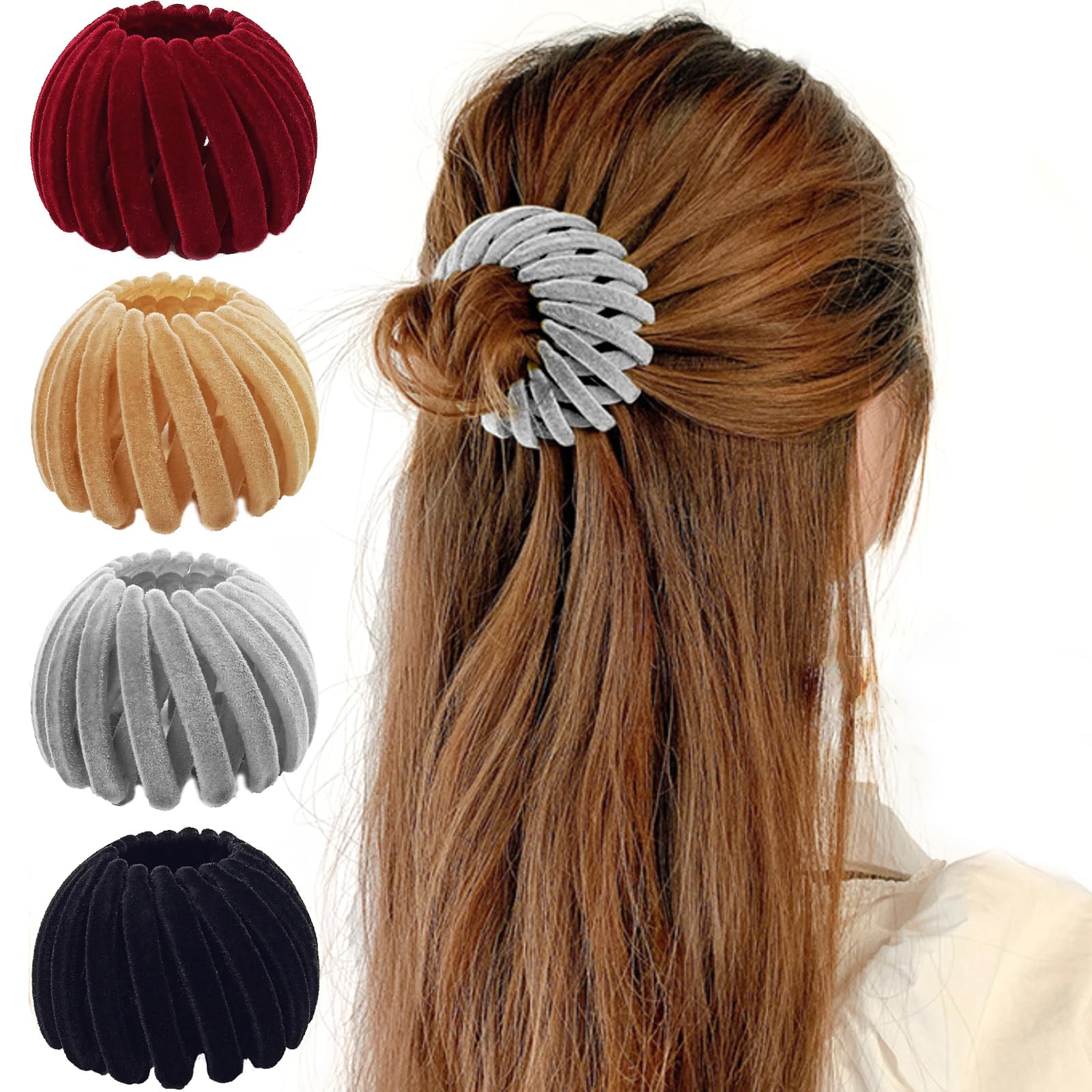 4pcs Ponytail Holder, Bird Nest Magic Hair Clip, Hair Accessories for Women