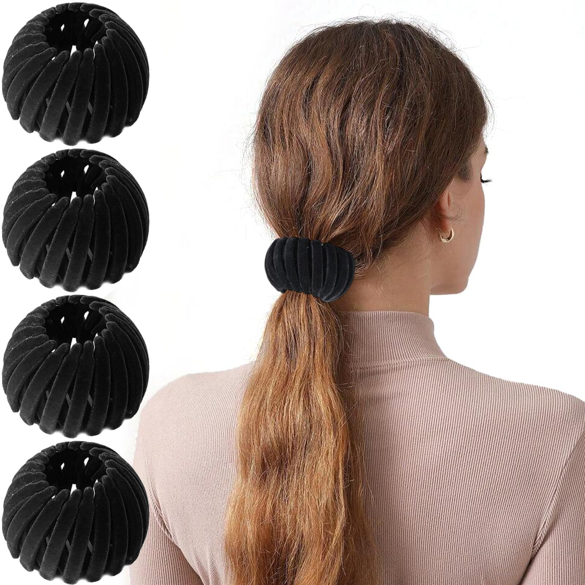 Bird Nest Magic Hair Clip, Hair Bun Maker，4 pcs Black