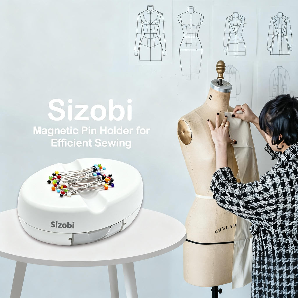 Sizobi Magnetic Pin Cushions for Sewing with 100Pcs Ball Head Straight Pins