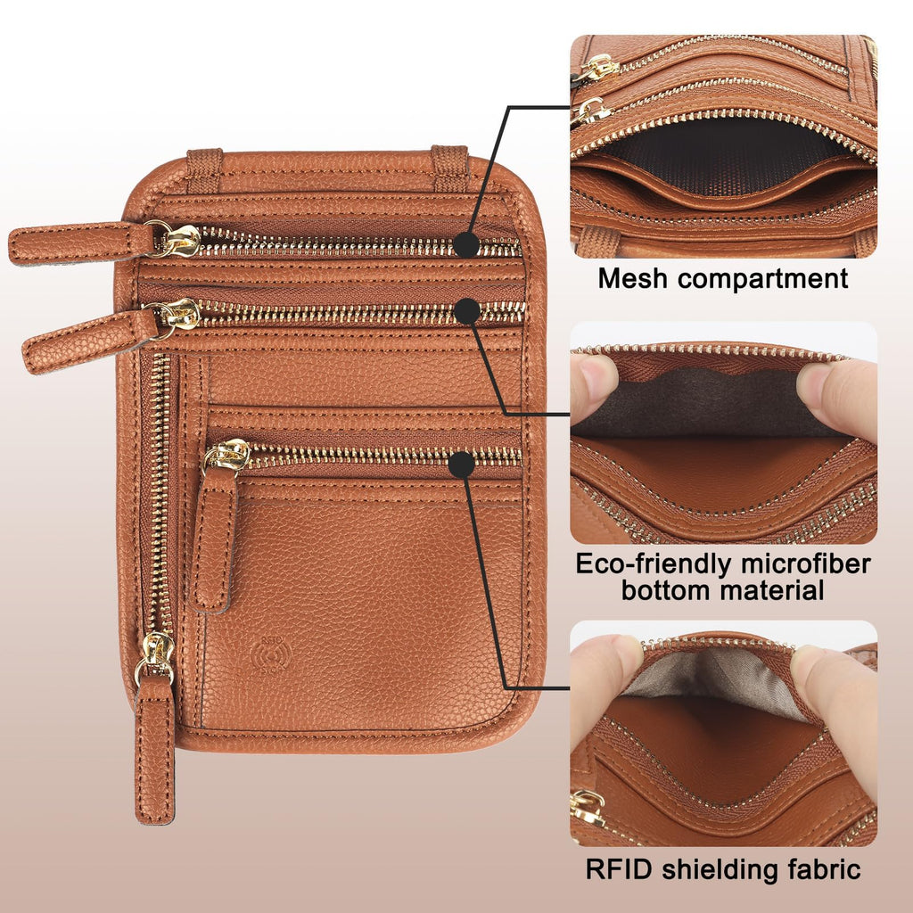Neck Wallet for Traveling Women Men, RFID Blocking Leather Travel Pouch