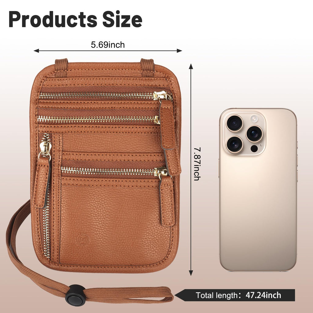 Neck Wallet for Traveling Women Men, RFID Blocking Leather Travel Pouch