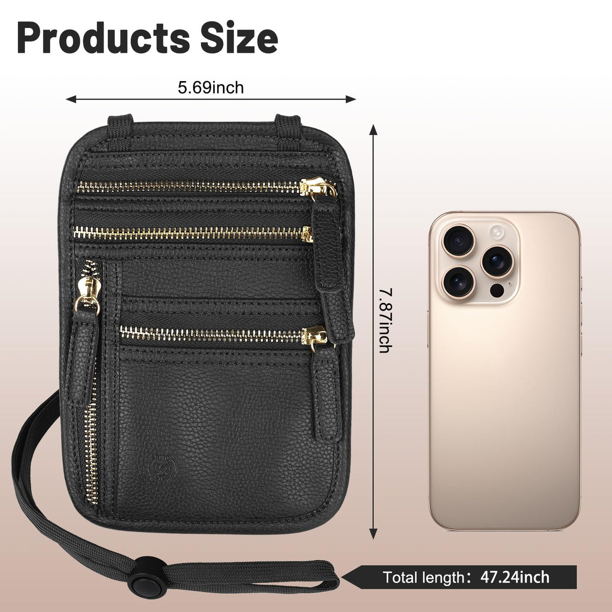 Neck Wallet for Traveling Women Men, RFID Blocking Leather Travel Pouch